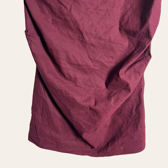 Eileen Fisher Red Burgundy Shirred Cotton Steel Stretch Dress Plus Size 18 - Picture 7 of 9
